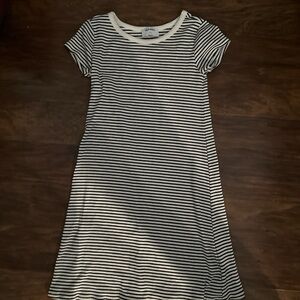 Old Navy Girls Black & White Striped Short-Sleeve Dress